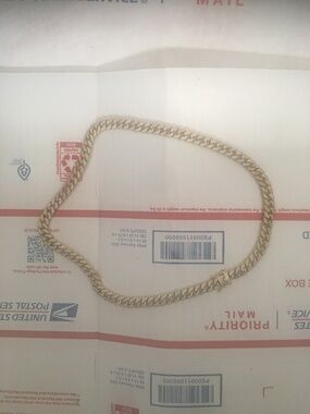 Mens Gold Plated Stainless Steel  Lab Diamond Miami CUBAN LINK CHAIN 24inch 8mm